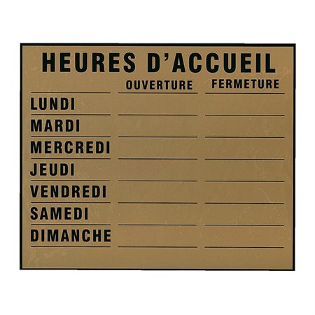 Heures d'accueil Electrostatic Sign