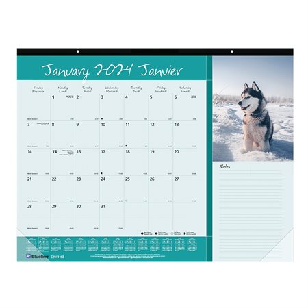 Dogs Monthly Desk Pad Calendar (2024)