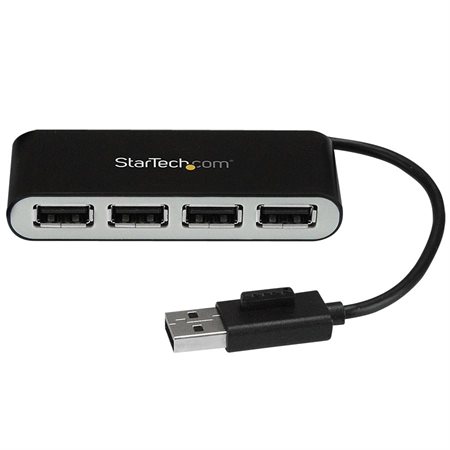 4-Port Portable USB 2.0 Hub with Built-in Cable