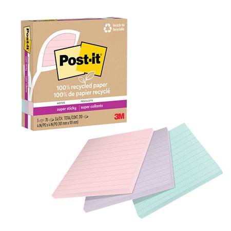 Feuillets recyclés Post-it® Super Sticky - La vie en pastel